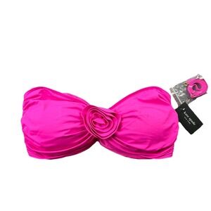 Kate Spade New York Bandeau Bikini Top Pink Rosette XL